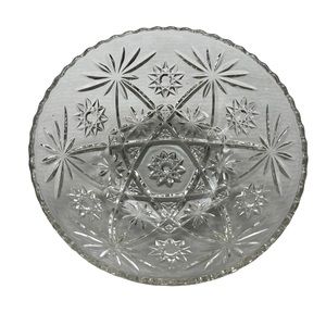 Vintage 1960 Prescut Clear By Anchor Hocking 10.5 in. Scalloped Round Salad Bowl